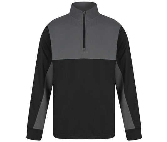 Sweat de Sport Col Zippé Adults' 1/4 Zip Tracksuit Top - Finden & Hales coloris Black/Gunmetal Grey