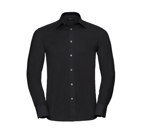 Chemise Oxford Tailored Long Sleeve Shirt JZ922 - Russell Athletic Collection coloris Black
