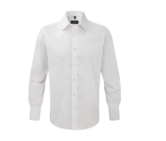 Chemise Stretch Fitted Long Sleeve Shirt JZ946 - Russell Athletic Collection coloris White