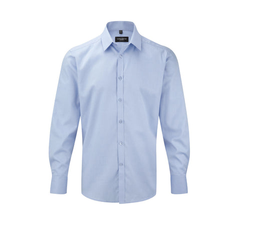 Chemise à Chevrons Tailored Herringbone Shirt JZ962 - Russell Athletic Collection coloris Light Blue
