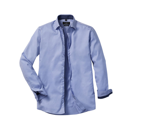 Chemise à Chevrons Tailored Contrast Herringbone RU964M - Russell Athletic Collection coloris Light Blue/Mid Blue/Bright Navy