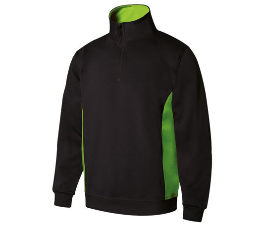 Sweat Bicolore Col Zippé V5704 - Velilla coloris Black/Lime